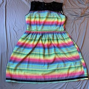 Modcloth rainbow polka dot mesh dress XL